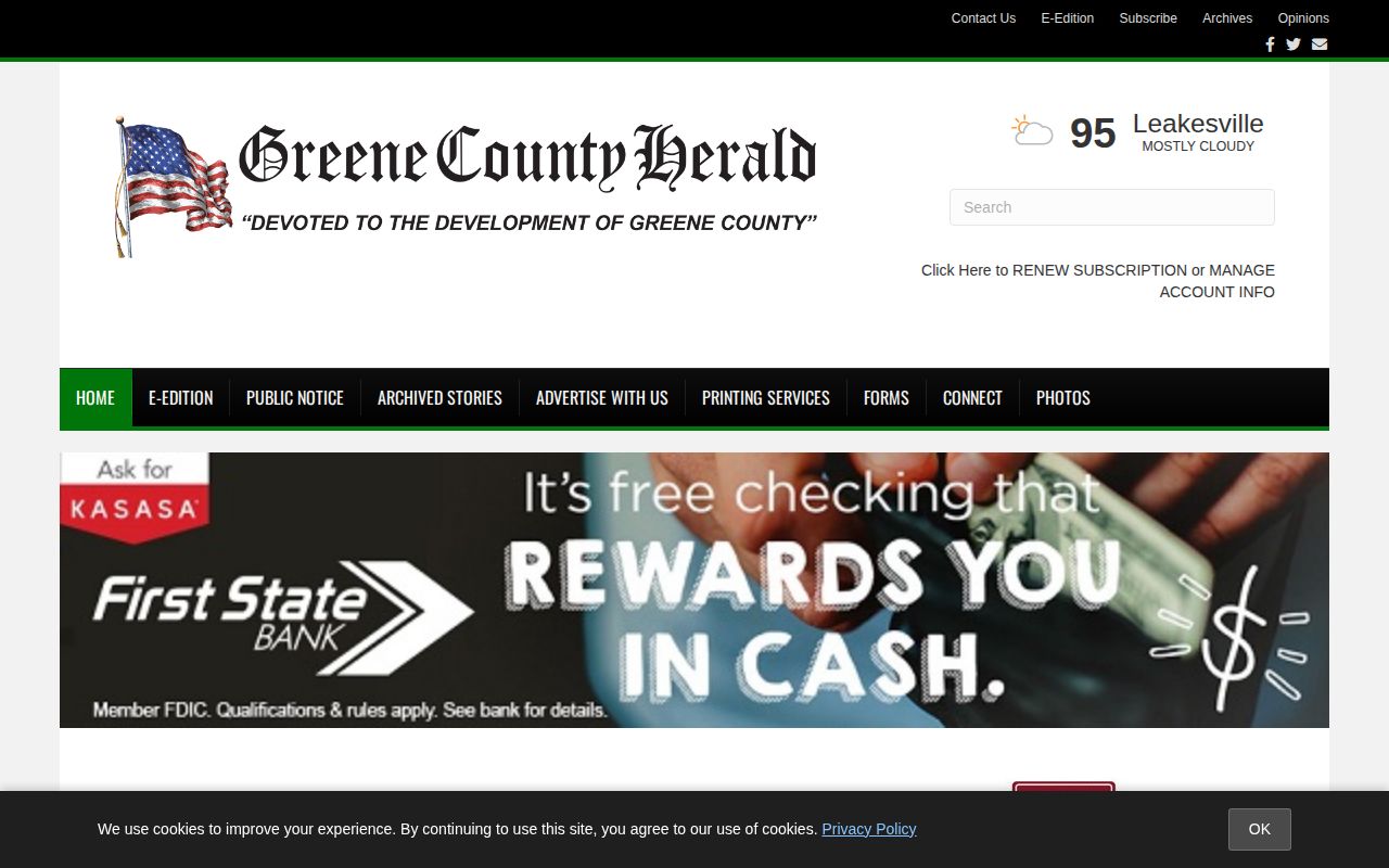 Greene County Herald local news context for released inmate mugshots