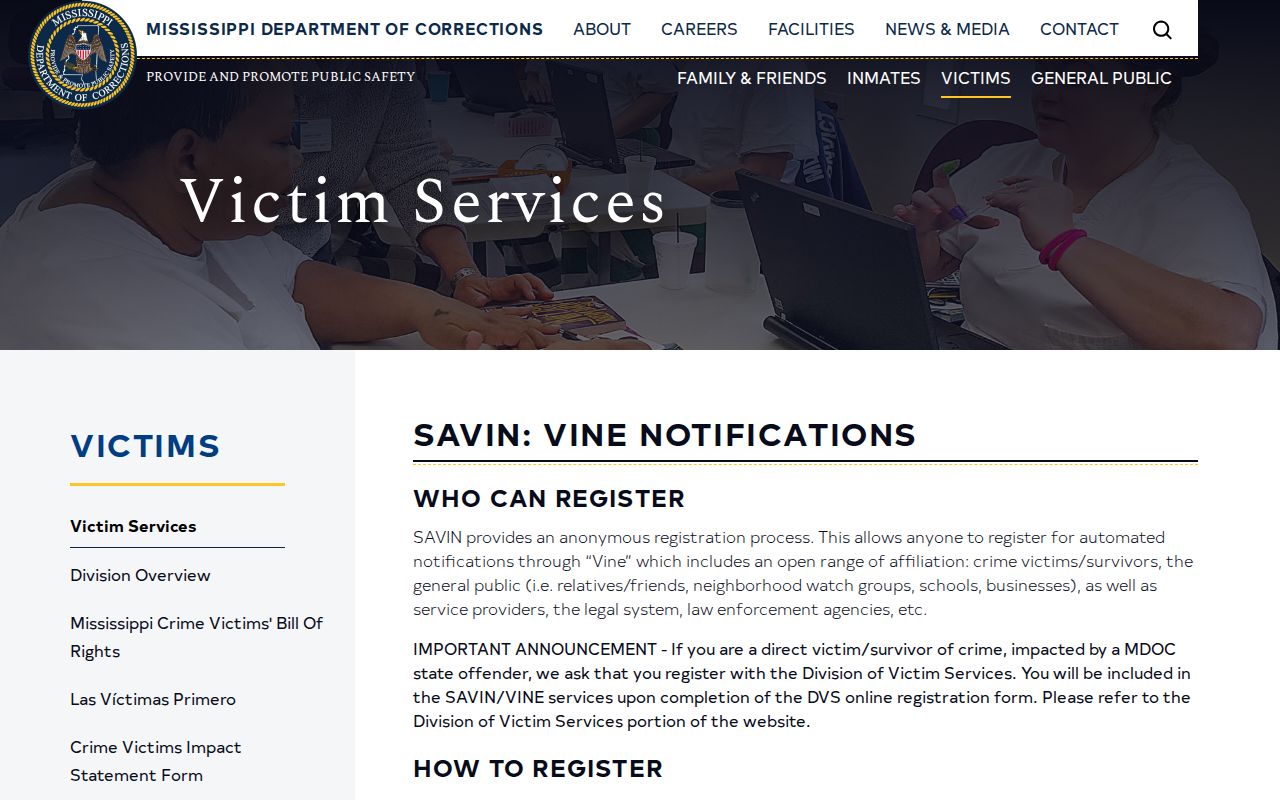 Mississippi SAVIN release alert types for Greene County VINE records